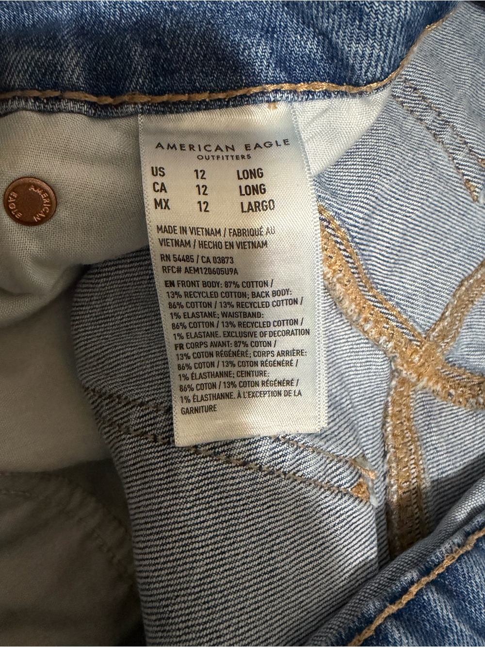 American Eagle Light Wash Straight Long Jeans - Picture 6 of 6
